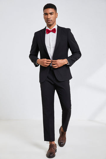 Preto Notched Lapel Men Homecoming Ternos